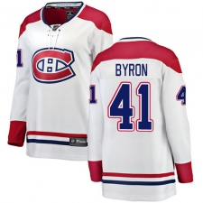 Women's Montreal Canadiens #41 Paul Byron Authentic White Away Fanatics Branded Breakaway NHL Jersey