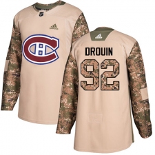 Men's Adidas Montreal Canadiens #92 Jonathan Drouin Authentic Camo Veterans Day Practice NHL Jersey