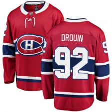 Men's Montreal Canadiens #92 Jonathan Drouin Authentic Red Home Fanatics Branded Breakaway NHL Jersey