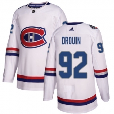 Youth Adidas Montreal Canadiens #92 Jonathan Drouin Authentic White 2017 100 Classic NHL Jersey