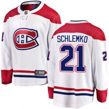 Youth Montreal Canadiens #21 David Schlemko Authentic White Away Fanatics Branded Breakaway NHL Jersey
