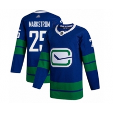Men's Vancouver Canucks #25 Jacob Markstrom Authentic Royal Blue Alternate Hockey Jersey