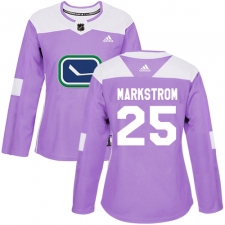 Women's Adidas Vancouver Canucks #25 Jacob Markstrom Authentic Purple Fights Cancer Practice NHL Jersey