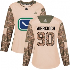 Women's Adidas Vancouver Canucks #90 Patrick Wiercioch Authentic Camo Veterans Day Practice NHL Jersey