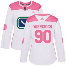 Women's Adidas Vancouver Canucks #90 Patrick Wiercioch Authentic White/Pink Fashion NHL Jersey