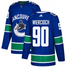 Youth Adidas Vancouver Canucks #90 Patrick Wiercioch Authentic Blue Home NHL Jersey