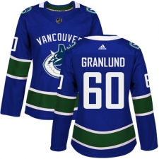 Women's Adidas Vancouver Canucks #60 Markus Granlund Authentic Blue Home NHL Jersey