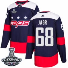 Men's Adidas Washington Capitals #68 Jaromir Jagr Authentic Navy Blue 2018 Stadium Series 2018 Stanley Cup Final Champions NHL Jersey