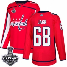 Men's Adidas Washington Capitals #68 Jaromir Jagr Authentic Red Home 2018 Stanley Cup Final NHL Jersey