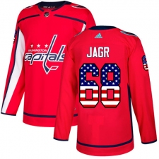 Men's Adidas Washington Capitals #68 Jaromir Jagr Authentic Red USA Flag Fashion NHL Jersey