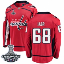Men's Washington Capitals #68 Jaromir Jagr Fanatics Branded Red Home Breakaway 2018 Stanley Cup Final Champions NHL Jersey