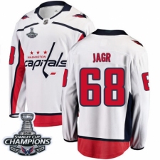 Men's Washington Capitals #68 Jaromir Jagr Fanatics Branded White Away Breakaway 2018 Stanley Cup Final Champions NHL Jersey