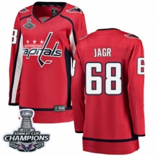 Women's Washington Capitals #68 Jaromir Jagr Fanatics Branded Red Home Breakaway 2018 Stanley Cup Final Champions NHL Jersey