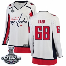 Women's Washington Capitals #68 Jaromir Jagr Fanatics Branded White Away Breakaway 2018 Stanley Cup Final Champions NHL Jersey