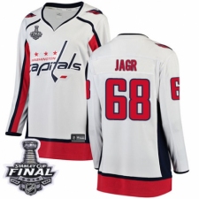 Women's Washington Capitals #68 Jaromir Jagr Fanatics Branded White Away Breakaway 2018 Stanley Cup Final NHL Jersey