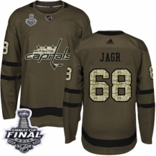 Youth Adidas Washington Capitals #68 Jaromir Jagr Authentic Green Salute to Service 2018 Stanley Cup Final NHL Jersey