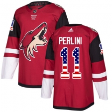 Men's Adidas Arizona Coyotes #11 Brendan Perlini Authentic Red USA Flag Fashion NHL Jersey