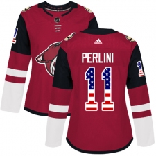 Women's Adidas Arizona Coyotes #11 Brendan Perlini Authentic Red USA Flag Fashion NHL Jersey