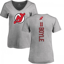 NHL Women's Adidas New Jersey Devils #11 Brian Boyle Ash Backer T-Shirt