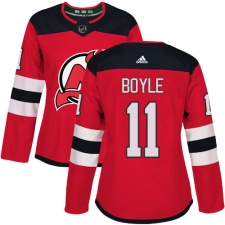 Women's Adidas New Jersey Devils #11 Brian Boyle Authentic Red Home NHL Jersey