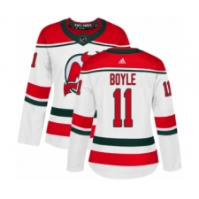 Women's Adidas New Jersey Devils #11 Brian Boyle Authentic White Alternate NHL Jersey