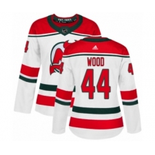 Women's Adidas New Jersey Devils #44 Miles Wood Authentic White Alternate NHL Jersey