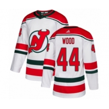 Youth Adidas New Jersey Devils #44 Miles Wood Authentic White Alternate NHL Jersey