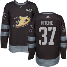 Men's Adidas Anaheim Ducks #37 Nick Ritchie Authentic Black 1917-2017 100th Anniversary NHL Jersey
