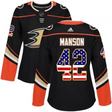 Women's Adidas Anaheim Ducks #42 Josh Manson Authentic Black USA Flag Fashion NHL Jersey