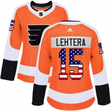 Women's Adidas Philadelphia Flyers #15 Jori Lehtera Authentic Orange USA Flag Fashion NHL Jersey