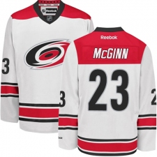 Men's Reebok Carolina Hurricanes #23 Brock McGinn Authentic White Away NHL Jersey