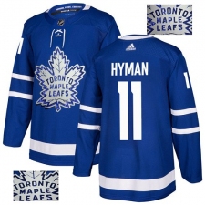 Men's Adidas Toronto Maple Leafs #11 Zach Hyman Authentic Royal Blue Fashion Gold NHL Jersey