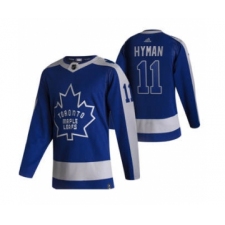 Men's Toronto Maple Leafs #11 Zach Hyman Blue 2020-21 Reverse Retro Alternate Hockey Jersey