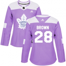 Women's Adidas Toronto Maple Leafs #28 Connor Brown Authentic Purple Fights Cancer Practice NHL Jersey