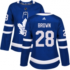 Women's Adidas Toronto Maple Leafs #28 Connor Brown Authentic Royal Blue Home NHL Jersey