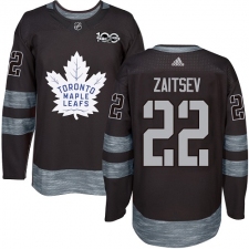 Men's Adidas Toronto Maple Leafs #22 Nikita Zaitsev Authentic Black 1917-2017 100th Anniversary NHL Jersey