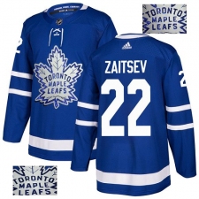 Men's Adidas Toronto Maple Leafs #22 Nikita Zaitsev Authentic Royal Blue Fashion Gold NHL Jersey