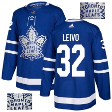 Men's Adidas Toronto Maple Leafs #32 Josh Leivo Authentic Royal Blue Fashion Gold NHL Jersey
