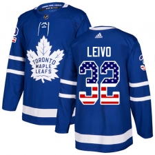 Youth Adidas Toronto Maple Leafs #32 Josh Leivo Authentic Royal Blue USA Flag Fashion NHL Jersey