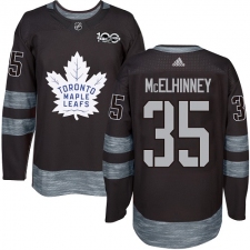 Men's Adidas Toronto Maple Leafs #35 Curtis McElhinney Authentic Black 1917-2017 100th Anniversary NHL Jersey
