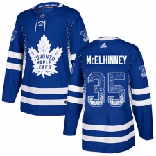 Men's Adidas Toronto Maple Leafs #35 Curtis McElhinney Authentic Blue Drift Fashion NHL Jersey