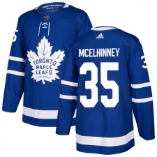 Men's Adidas Toronto Maple Leafs #35 Curtis McElhinney Authentic Royal Blue Home NHL Jersey