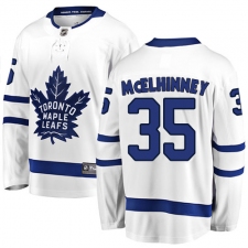 Men's Toronto Maple Leafs #35 Curtis McElhinney Fanatics Branded White Away Breakaway NHL Jersey