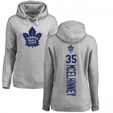 NHL Women's Adidas Toronto Maple Leafs #35 Curtis McElhinney Ash Backer Pullover Hoodie