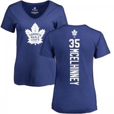 NHL Women's Adidas Toronto Maple Leafs #35 Curtis McElhinney Royal Blue Backer T-Shirt
