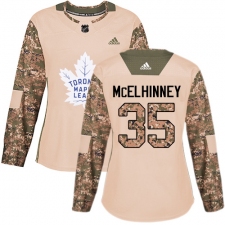 Women's Adidas Toronto Maple Leafs #35 Curtis McElhinney Authentic Camo Veterans Day Practice NHL Jersey