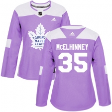 Women's Adidas Toronto Maple Leafs #35 Curtis McElhinney Authentic Purple Fights Cancer Practice NHL Jersey