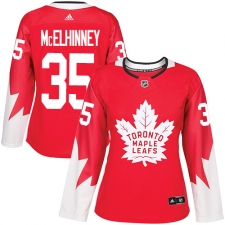 Women's Adidas Toronto Maple Leafs #35 Curtis McElhinney Authentic Red Alternate NHL Jersey