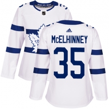 Women's Adidas Toronto Maple Leafs #35 Curtis McElhinney Authentic White 2018 Stadium Series NHL Jersey