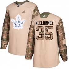 Youth Adidas Toronto Maple Leafs #35 Curtis McElhinney Authentic Camo Veterans Day Practice NHL Jersey